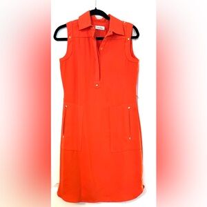 Sz 2 — Vibrant Orange collared sleeveless Calvin Klein dress